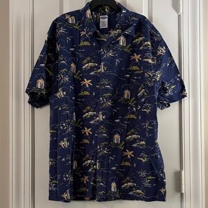 Old Navy Men's Navy Tropical Print Shirt